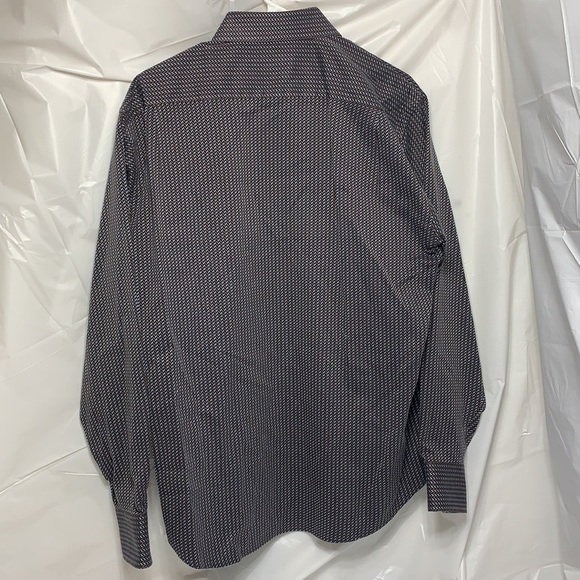 Men visconti uomo brown black blue chevron button down long sleeve shirt size L - Picture 3 of 5
